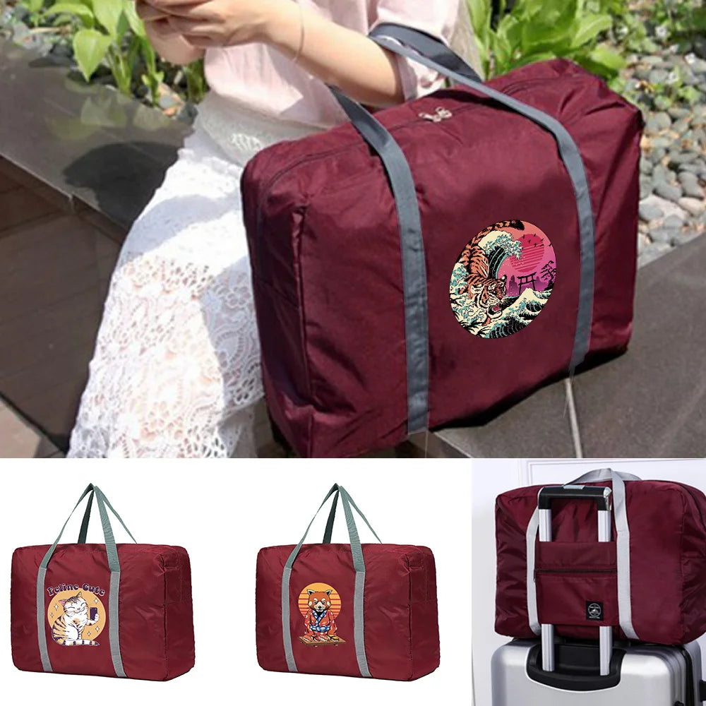 Large Foldable Cat Pattern Travel Bag Clothes Organizer