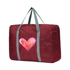 Foldable Travel Bag Pink Hearts Print Duffle Bag