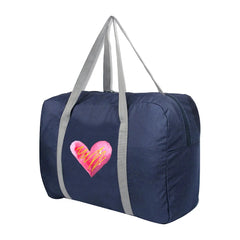 Foldable Travel Bag Pink Hearts Print Duffle Bag