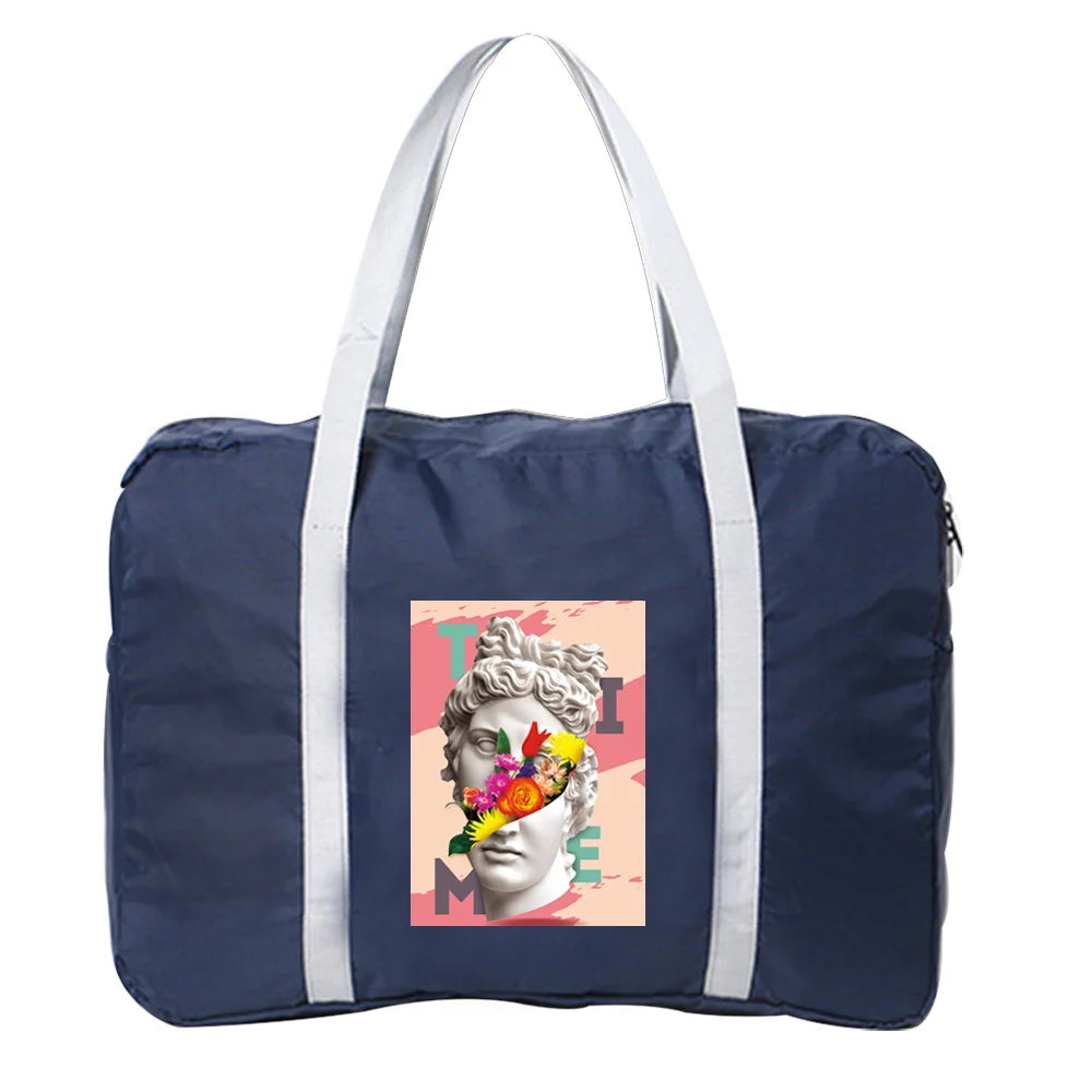 Large Capacity Folding Travel Bags Funny Print Tote Handbag