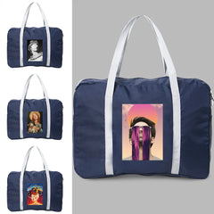 Large Capacity Folding Travel Bags Funny Print Tote Handbag
