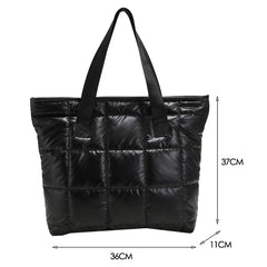 Large Capacity Quilted Shoulder Bags for Women Winter Nylon Crossbody Bag