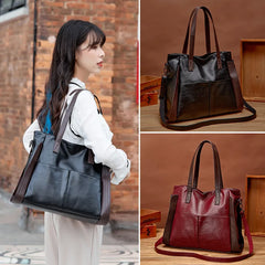 Women Soft Leather Shoulder Crossbody Bag Large Capacity Bucket Bags
