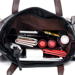 Women's Soft Leather Shoulder Bag Large Capacity Bucket Tote Handbag