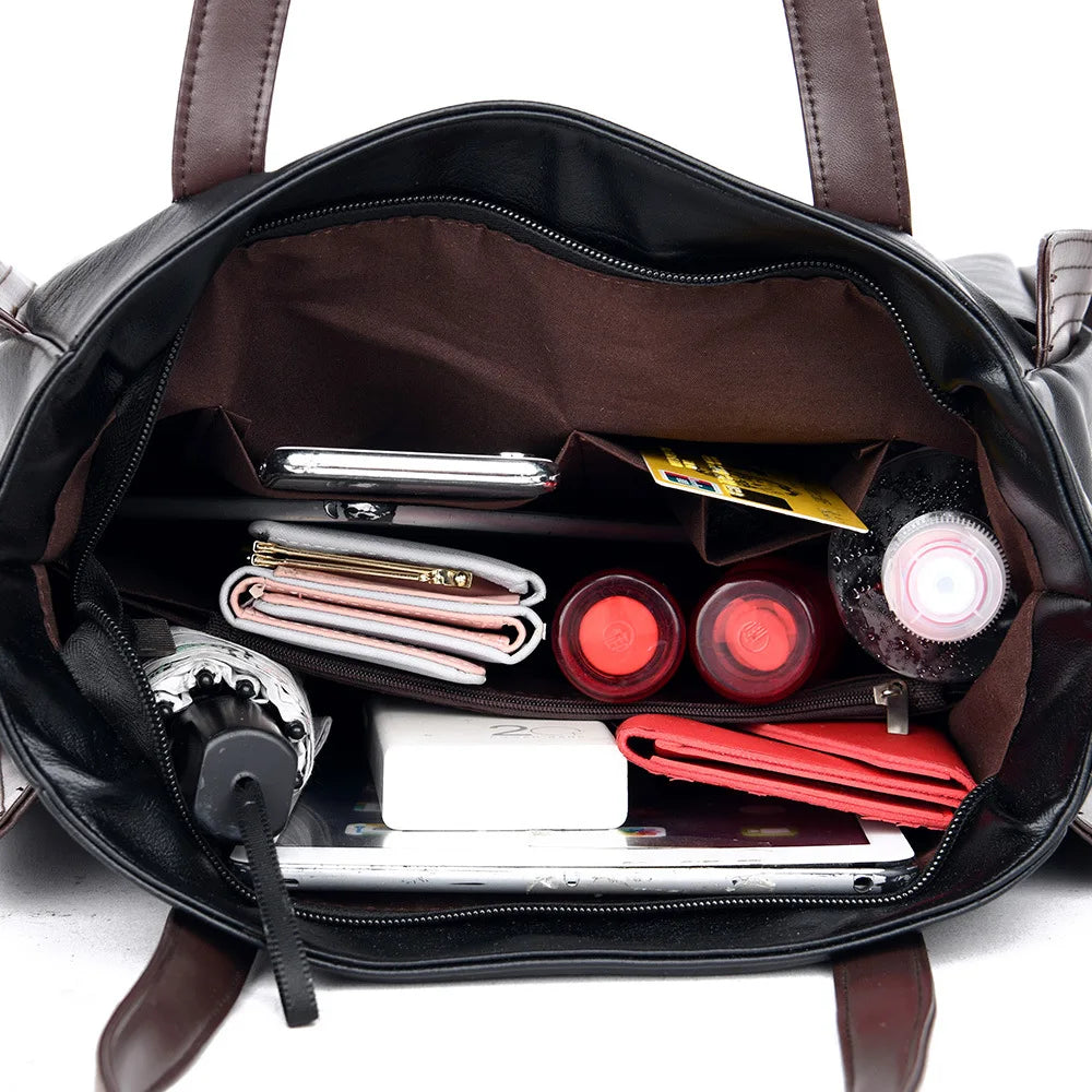 Women Soft Leather Shoulder Crossbody Bag Large Capacity Bucket Bags