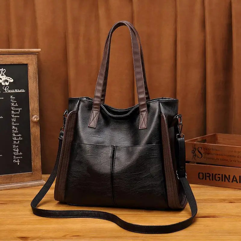 Women Soft Leather Shoulder Crossbody Bag Large Capacity Bucket Bags