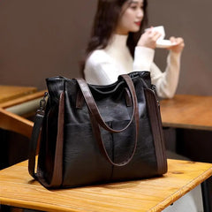 Women Soft Leather Shoulder Crossbody Bag Large Capacity Bucket Bags