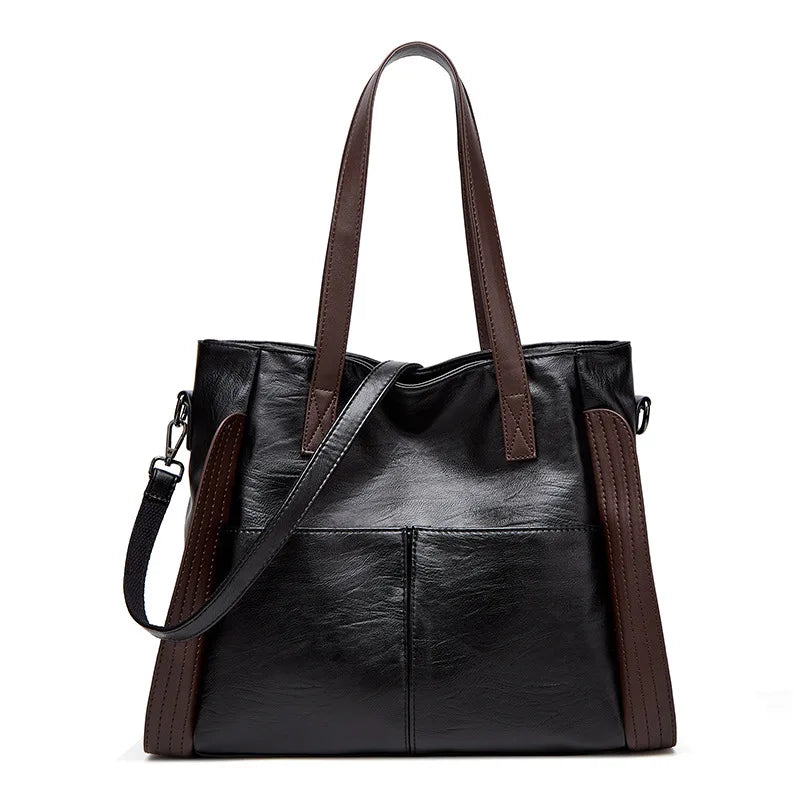 Women Soft Leather Shoulder Crossbody Bag Large Capacity Bucket Bags