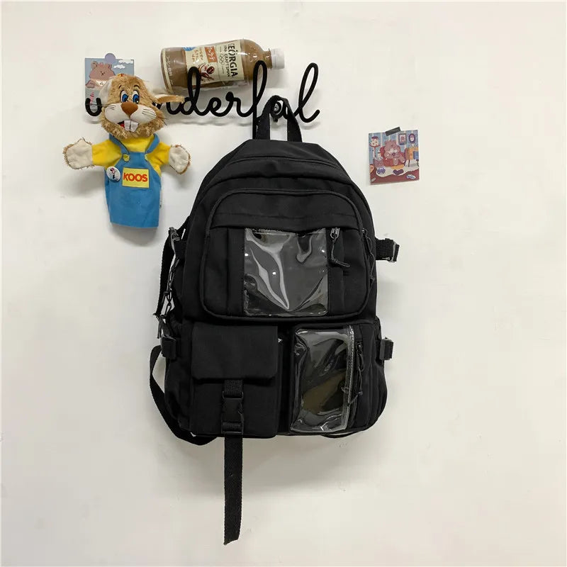 Large Capacity Girl Backpack High School Student Schoolbag Preppy Style Travel B