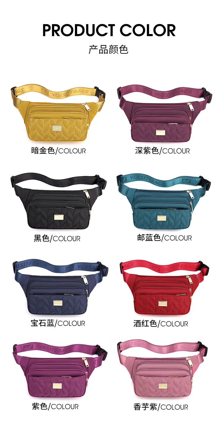 Large Capacity Sports Nylon Waist Bag Chest Crossbody Handbag