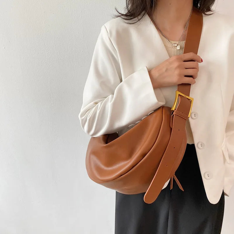 Large Capacity Crossbody Bags for Women Retro Solid Handbags Soft Pu Leather Sho