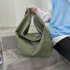 Waterproof Nylon Shoulder Bag Large Capacity Minimalist Style