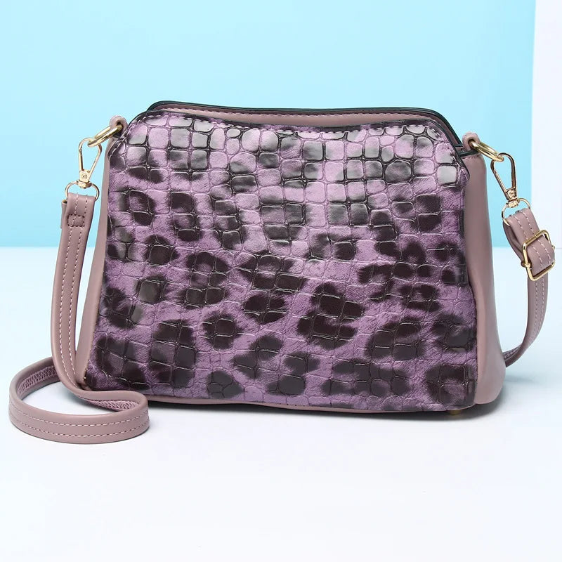 Stone Pattern PU Leather Messenger Bag Retro Shoulder Briefcase