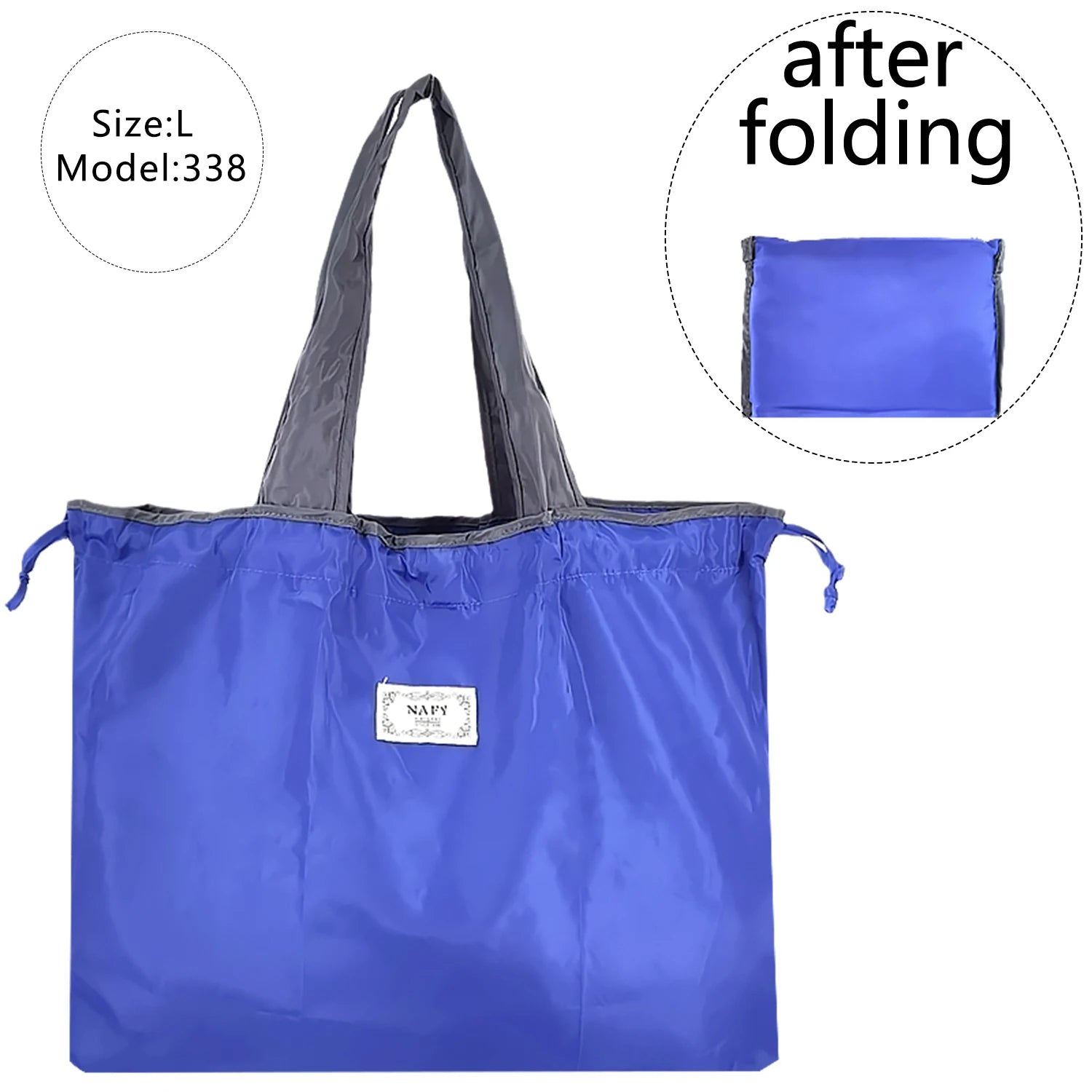 Large Capacity Reusable Foldable Shopping Bag Drawstring Grocery Bag