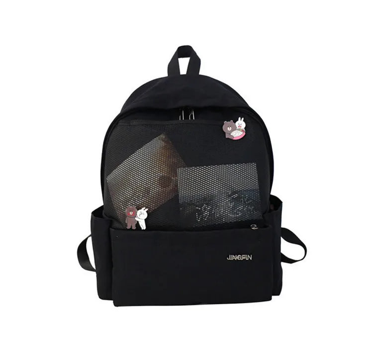 Large Capacity Grid Schoolbag For Students