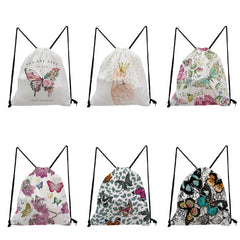 Large Capacity Shoe Bag to School Butterfly Floral Printed Backpack