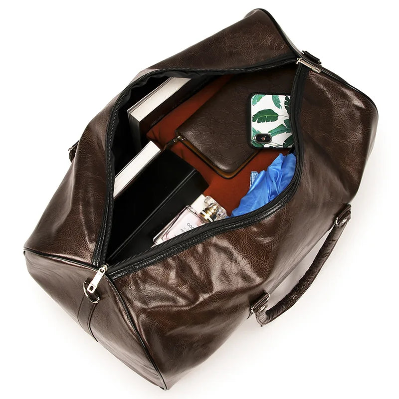 Large Capacity Travel Bag Soft PU Leather Duffel Bag