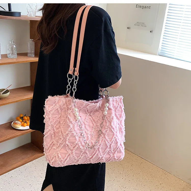 Women's Large Denim Shoulder Bag