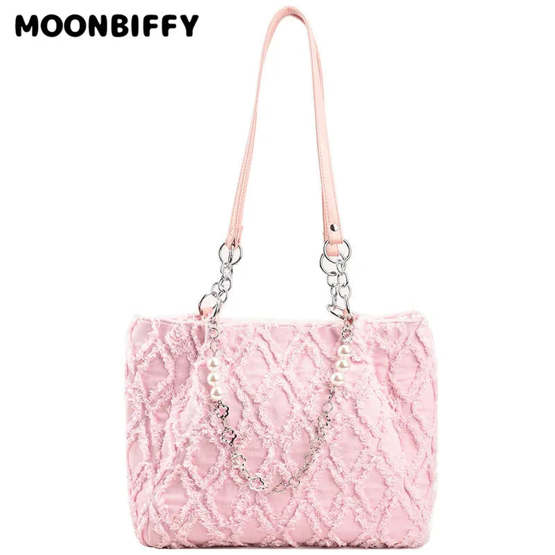 Women's Large Denim Shoulder Bag