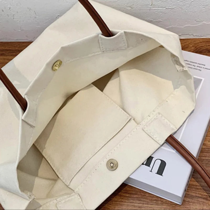 Large Capacity Canvas Shoulder Bag for Women All-match Travel Tote