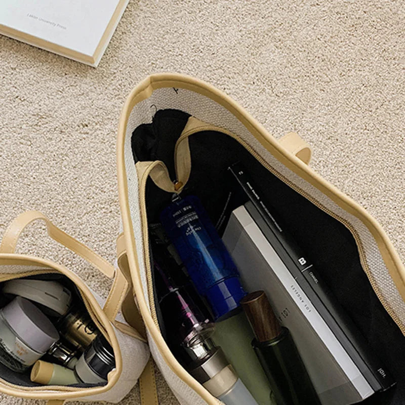 Large Capacity Shoulder Bags Women Patchwork Zipper Ladies Business Portable