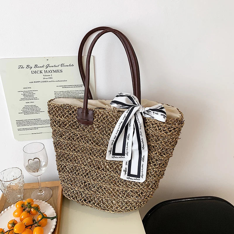 Large Straw Weave Shoulder Bag for Women