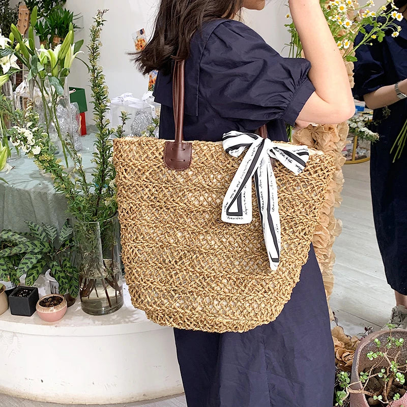 Large Straw Weave Shoulder Bag for Women