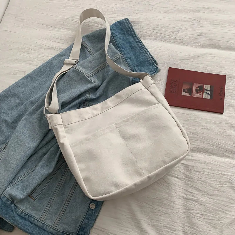 Large Capacity Canvas Shoulder Bag Women School Satchel Handbag