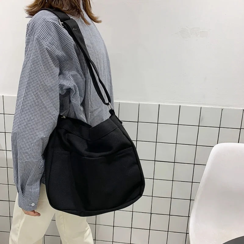 Large Capacity Canvas Shoulder Bag Women School Satchel Handbag