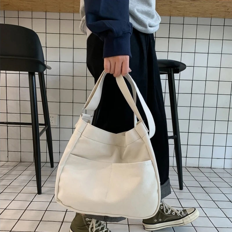 Large Capacity Canvas Shoulder Bag Women School Satchel Handbag