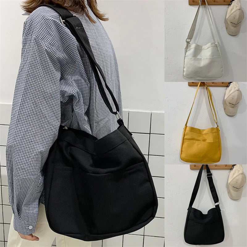 Large Capacity Canvas Shoulder Bag Female Handbag Crossbody Bag Women School Bag