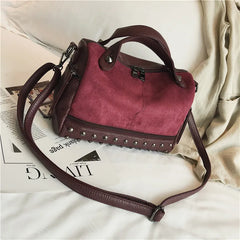 Large Capacity Tote Bags Women Top-Handle Shoulder Bags with Rivets High Leather