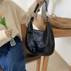 Large Capacity Tote Bag Women PU Leather Retro Solid Vintage