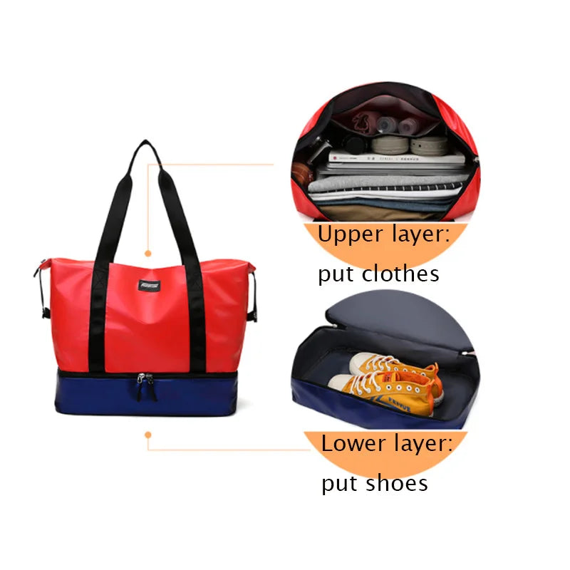 Large Capacity Travel Bags Female Male Portable Folding Bag Travel Waterproof Ox