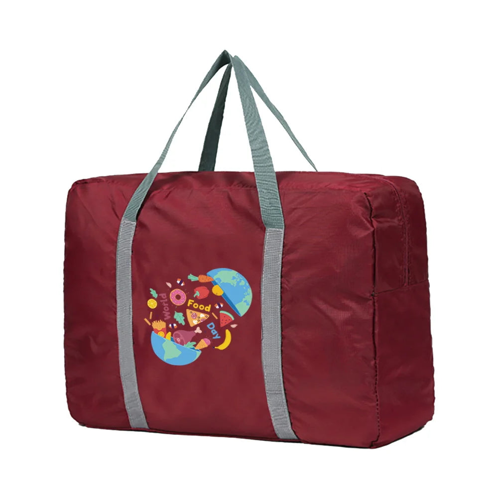 Large Capacity Travel Bag Clothing Storage Handbag Food Print