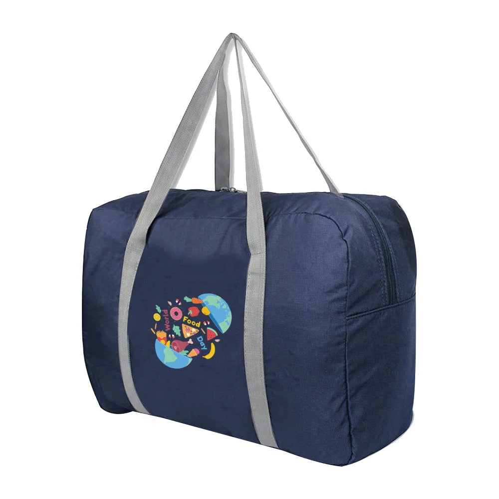 Large Capacity Travel Bag Clothing Storage Handbag Food Print