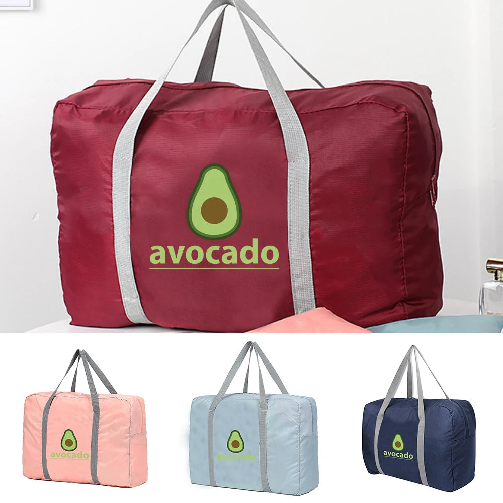 Large Capacity Travel Bag Clothing Storage Luggage Handbag Avocado Print