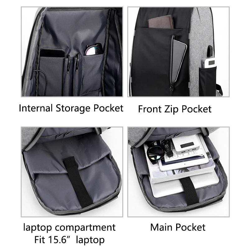 Waterproof Business Backpack Men USB Charging School Backpack 15.6 Inch Laptop B