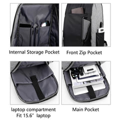 Waterproof Business Backpack Men USB Charging School Backpack 15.6 Inch Laptop B
