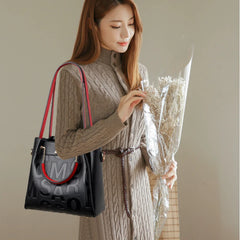 Embossed Leather Women's Handbag Top Handle Messenger Tote