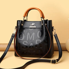 Embossed Leather Women's Handbag Top Handle Messenger Tote