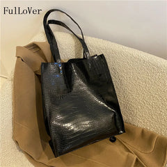 Fashionable Women Handbags Crocodile Pattern Bucket Bags