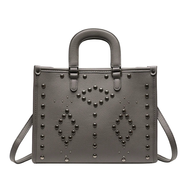 Large Capacity Women Handbags Western Style Texture PU Leather Shoulder Bags