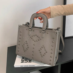 Large Capacity Women Handbags Western Style Texture PU Leather Shoulder Bags