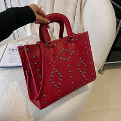 Large Capacity Women Handbags Western Style Texture PU Leather Shoulder Bags