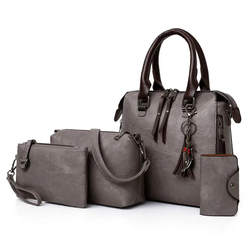 Large Capacity Women Pu Leather Handbags 4 Pieces Set Tote Messenger Bag E269