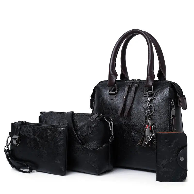 Large Capacity Women Pu Leather Handbags 4 Pieces Set Tote Messenger Bag E269