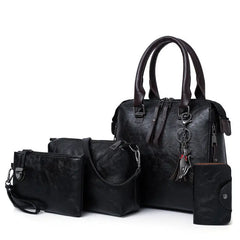 Large Capacity Women Pu Leather Handbags 4 Pieces Set Tote Messenger Bag E269