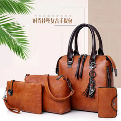 Large Capacity Women Pu Leather Handbags 4 Pieces Set Tote Messenger Bag E269