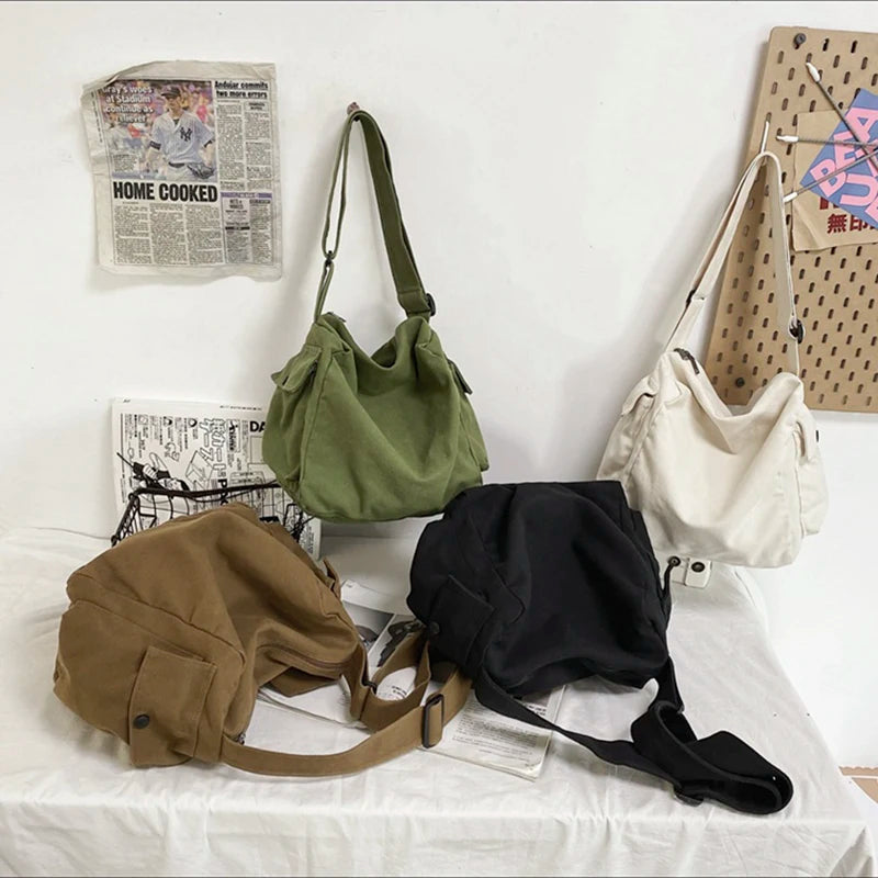 Canvas Shopper Travel Crossbody Shoulder Bags For Women